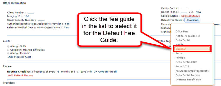 Select Fee Guide