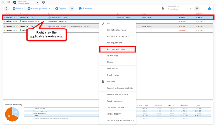 Add payment refund via Right-click