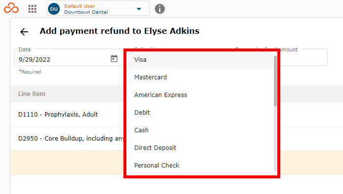 Select refund type