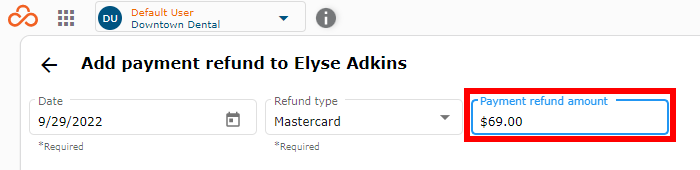 Enter refund amount