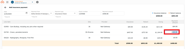 Line item amount edit