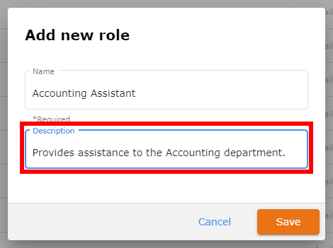 Add New Role Description