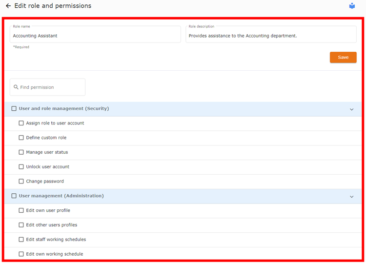 Edit Role and Permissions Module