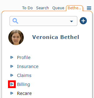 Billing summary arrow
