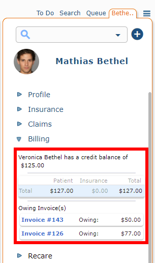Credits and owing invoices