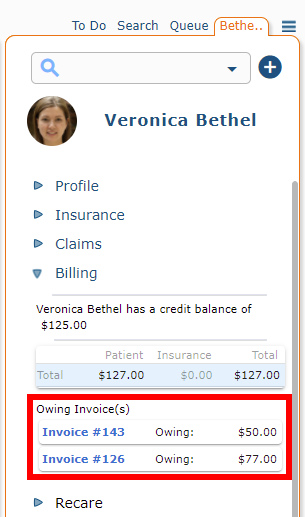 Clicking an invoice