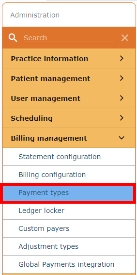 Admin payment types