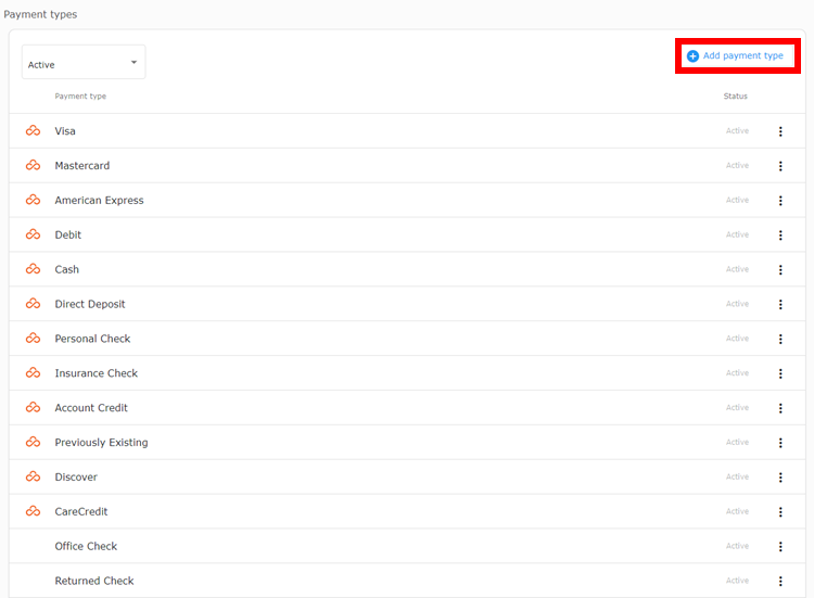 Add payment type button