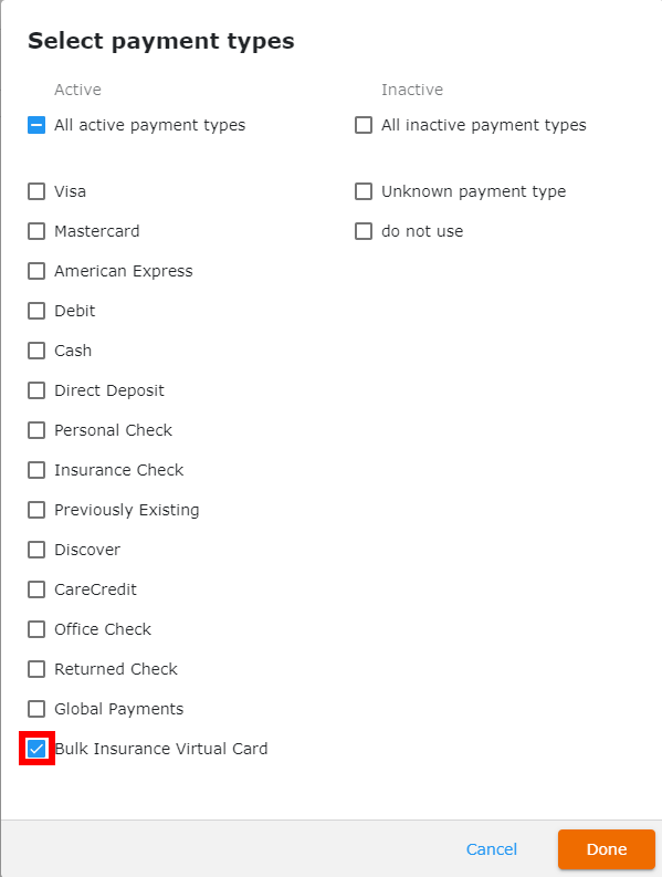 Filter by virtual card