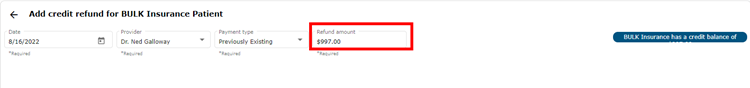 Refund amount entry