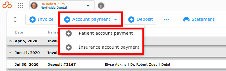 Add Account Payment options