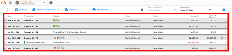 Billing Ledger screenshot
