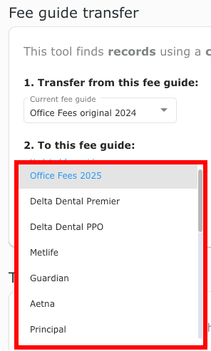 Select New Fee Guide