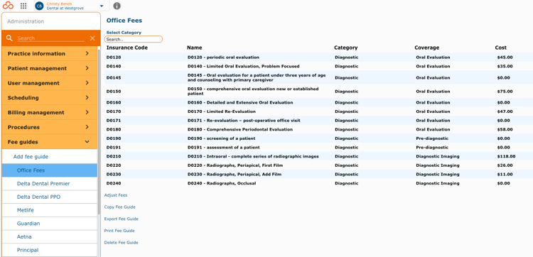 Fee Guide View