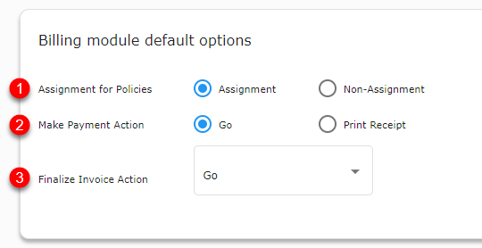 Default Options Section