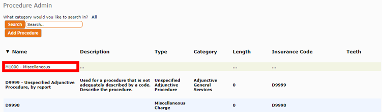Enter Procedure Code