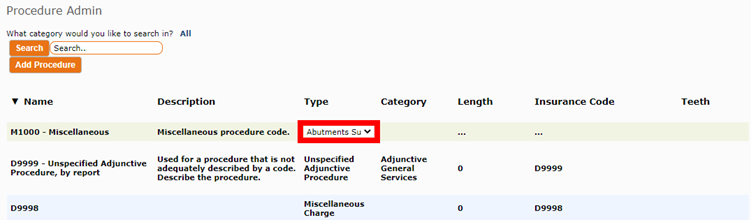 Type Dropdown