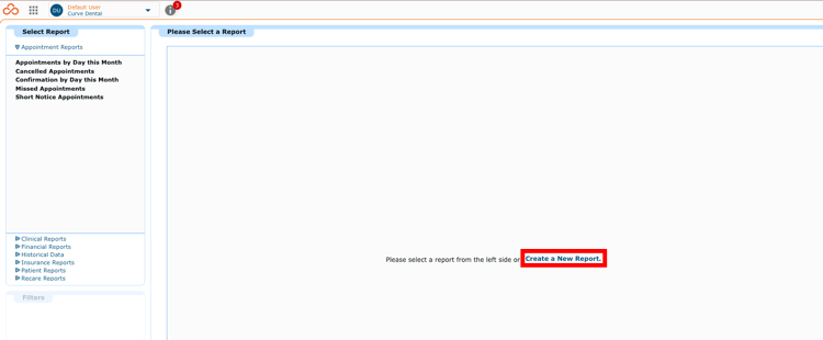 Create New Report button