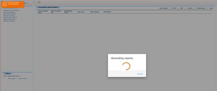 Report generating view