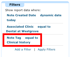 Setting Note Tag filter