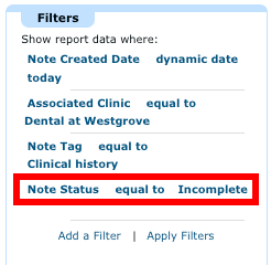 Filtering by Incomplete status