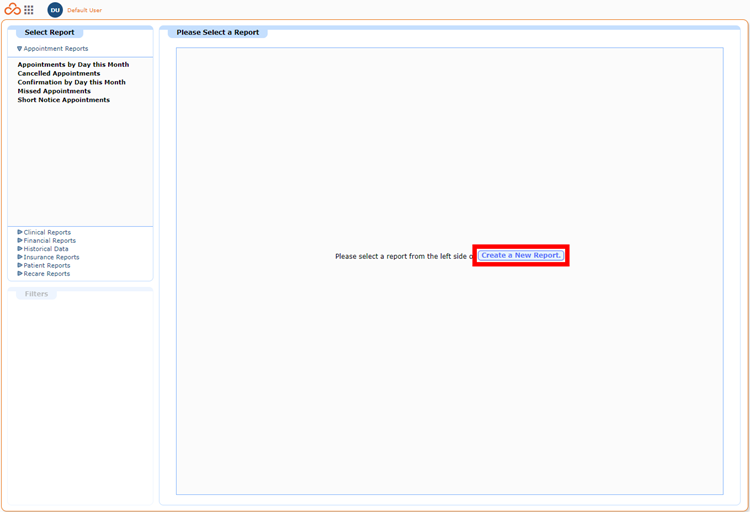 Create New Report Button