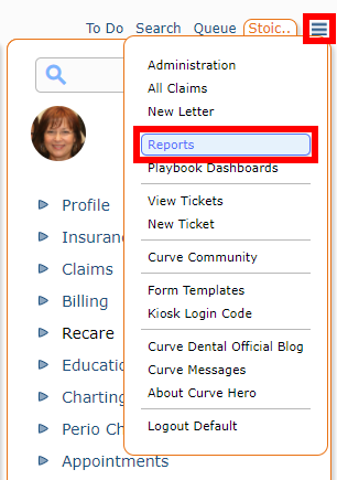 Accessing Reports via More Menu