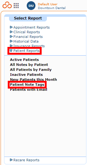 Selecting Report Category