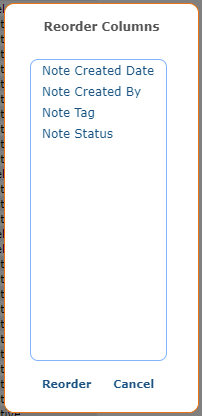 Reorder Dialog Box