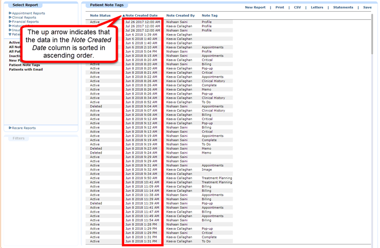Sorted Column View