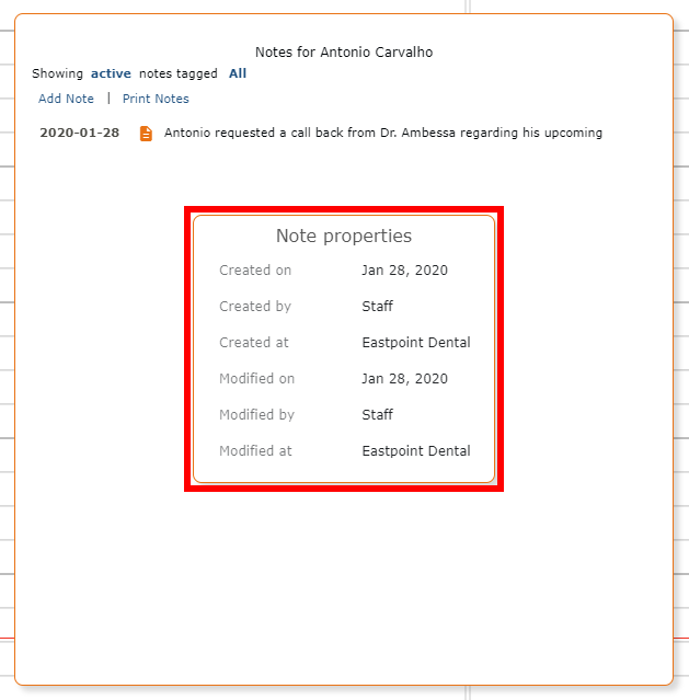 Multi-Clinic Note Properties View