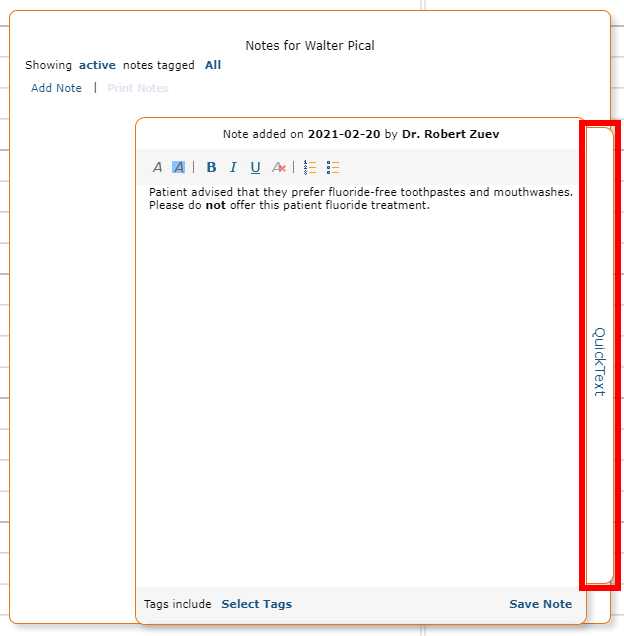 Opening QuickText Sidebar