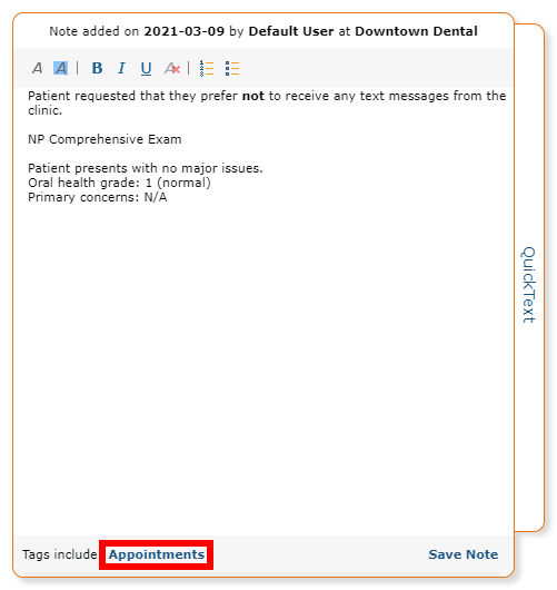 Tags Include Menu