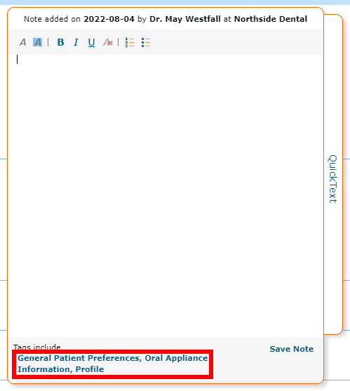 Pre-tagged Note Editor