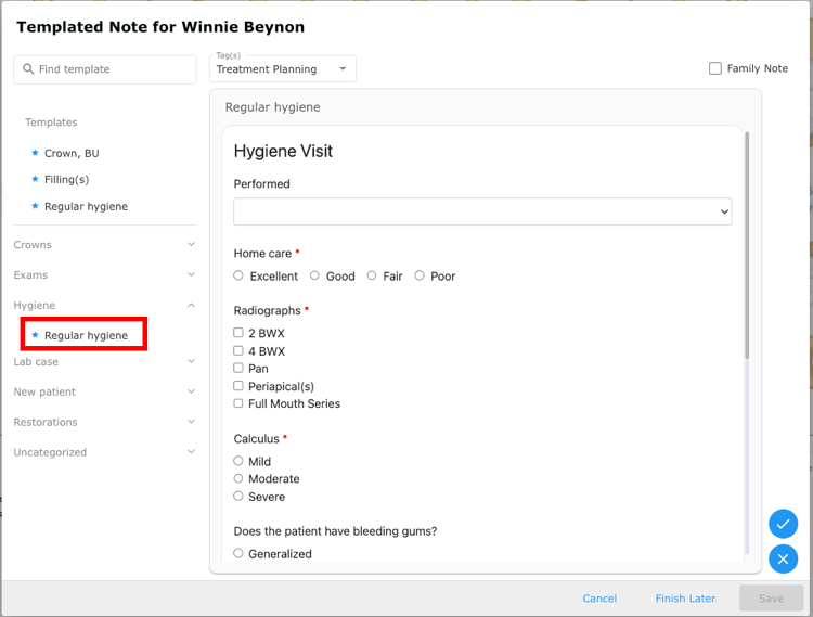 Selecting Template