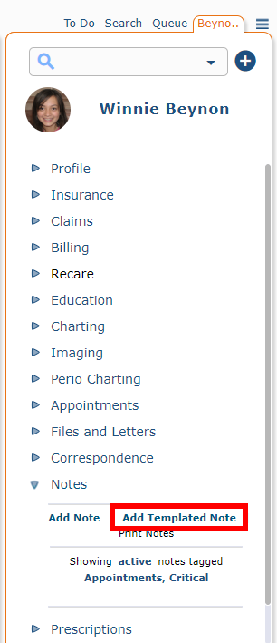 Quick Add Templated Note
