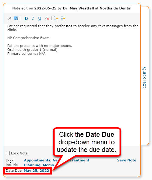 Setting Due Date