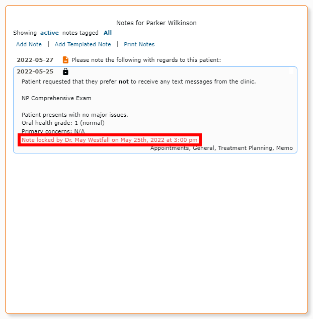 Locked Note Details
