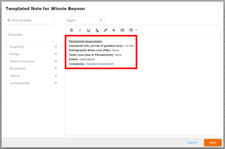 Templated Note Editor