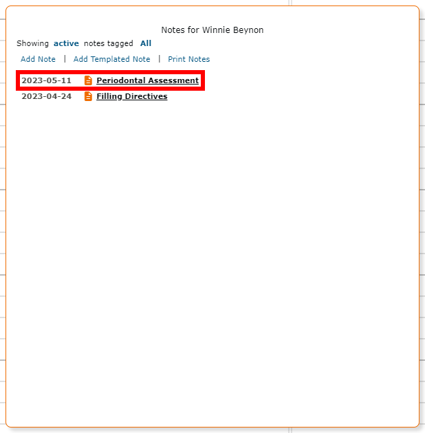 Saved Note List