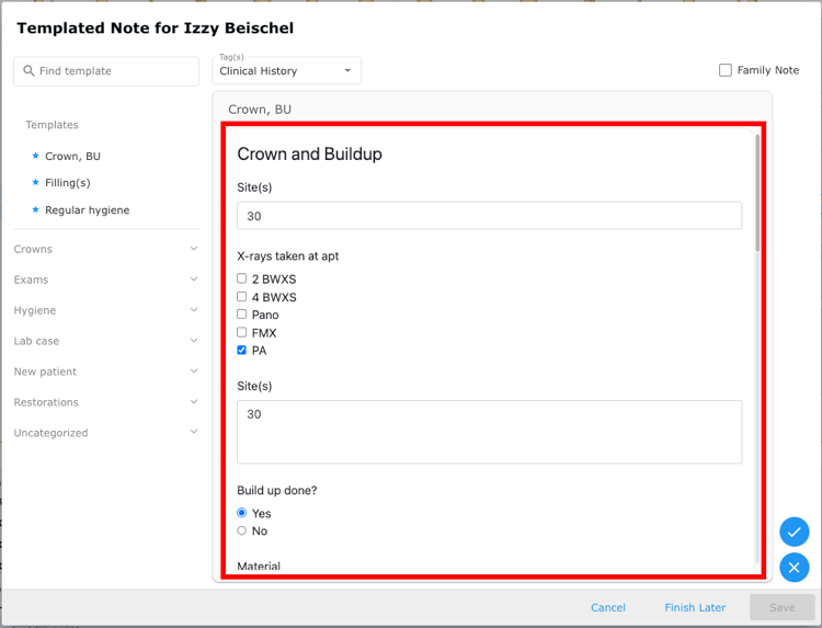 Filling out fields