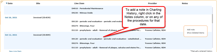 Add Note Context Menu