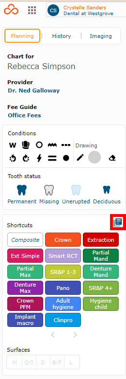 Shortcuts Toggle Bar