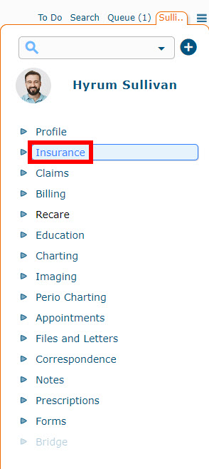 Insurance button in Sidekick