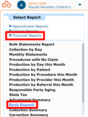 Bank Deposit Report