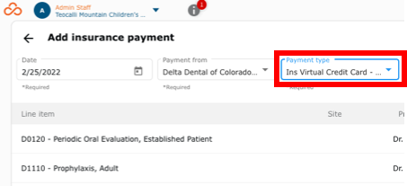 Enter Insurance Payment