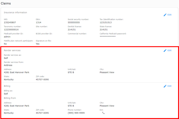 Render and Billing options