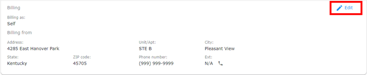 Edit billing section