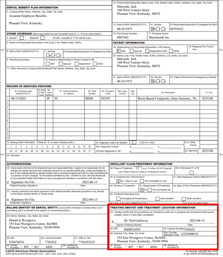 Claim Form Box 56