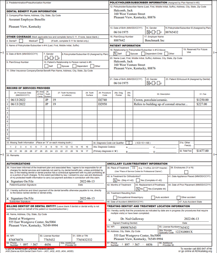 Claim Form Box 48